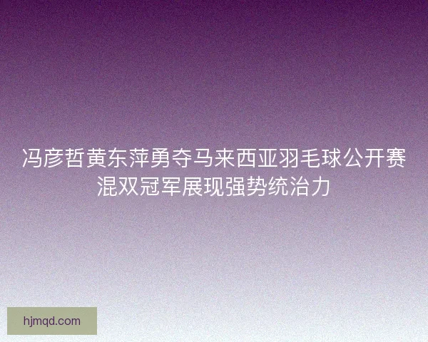 冯彦哲黄东萍勇夺马来西亚羽毛球公开赛混双冠军展现强势统治力