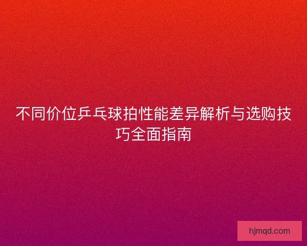 不同价位乒乓球拍性能差异解析与选购技巧全面指南